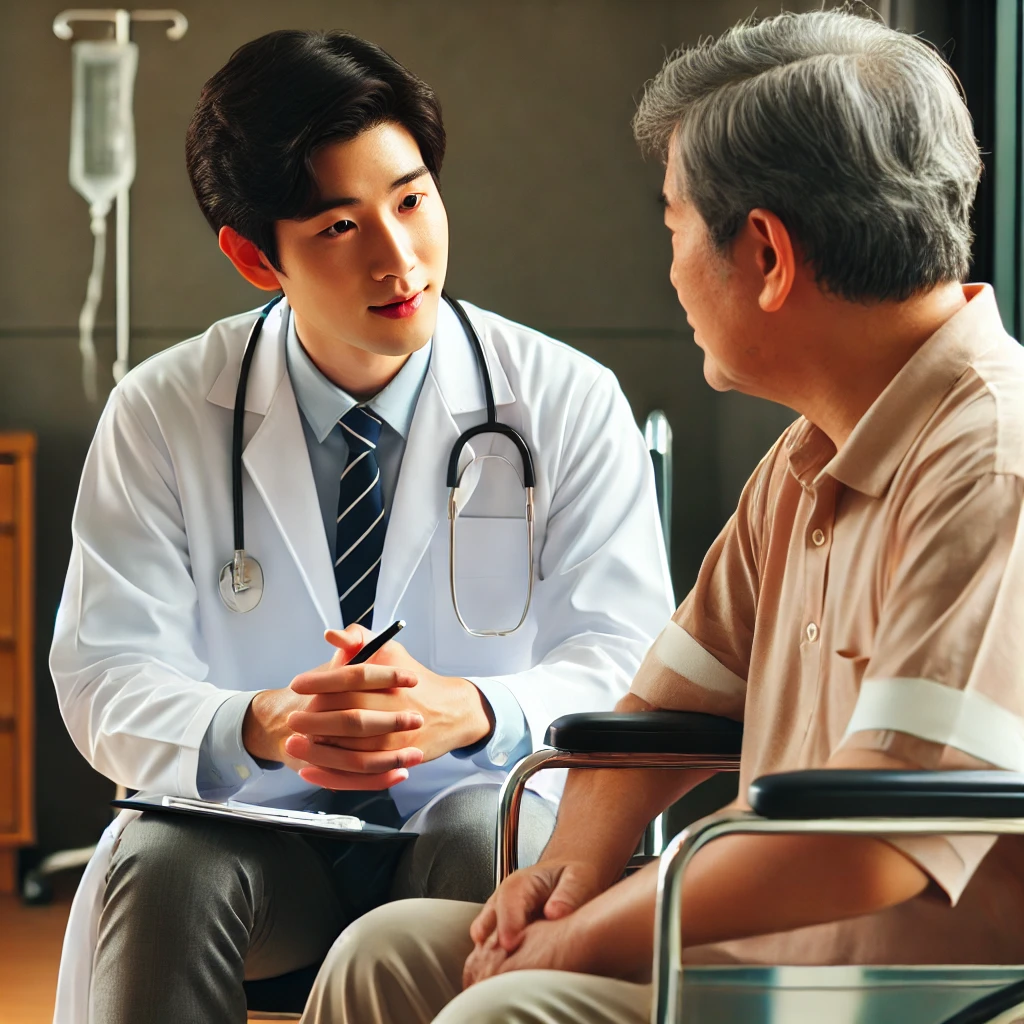 환자와 대화 중인 의사의 모습