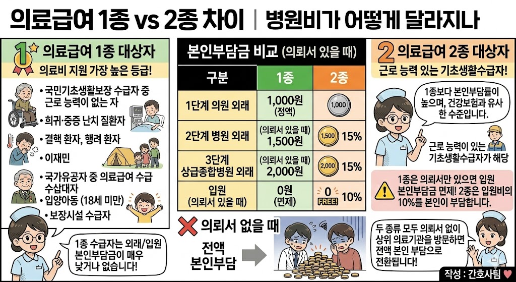 의료급여의뢰서란? 요양병원 입원 중 기초수급자 필수 정보 + 1종 2종 차이
