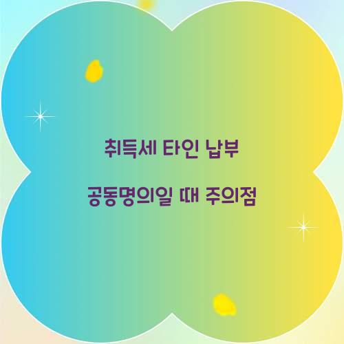 취득세 타인 납부 공동명의일 때 주의점