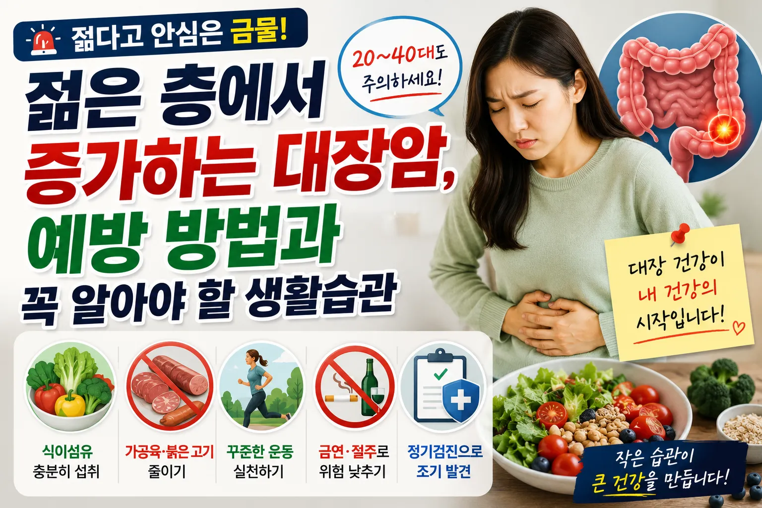 젊은 층에서 증가하는 대장암 예방 방법
