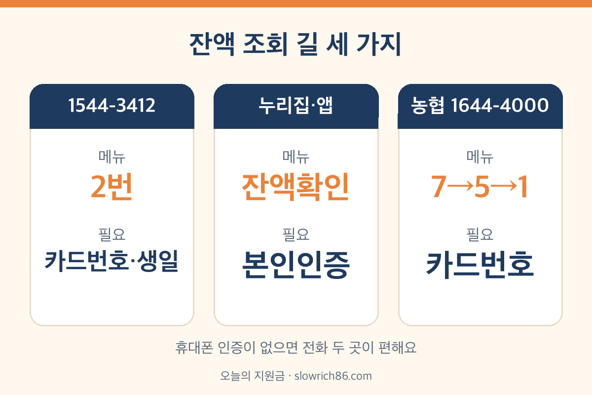 문화누리카드 잔액 조회 방법 비교 고객지원센터 1544-3412 누리집 앱 농협카드 1644-4000