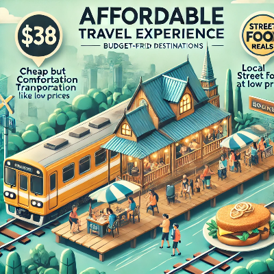 배낭여행 스타일의 여행자들이 저렴한 숙소와 교통을 이용하는 장면