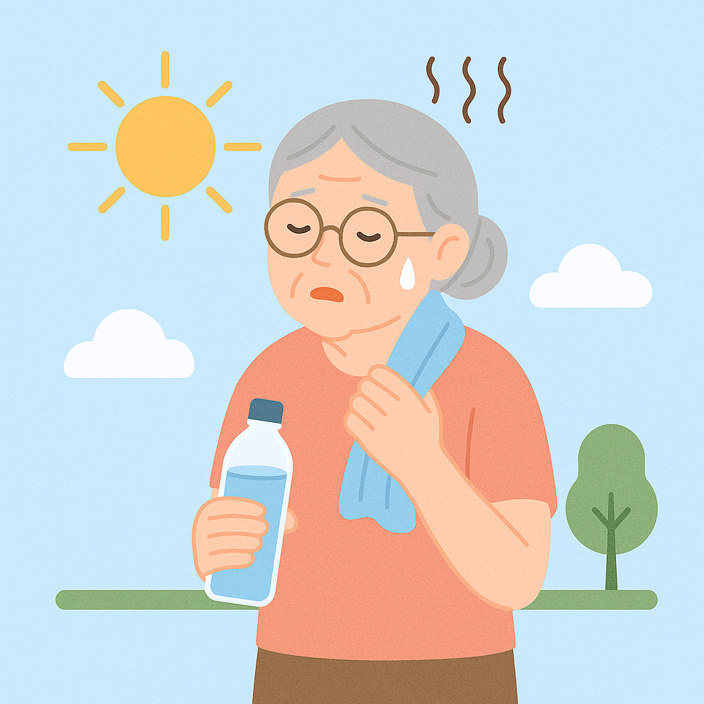 땀을 흘리며 힘들어하는 여성