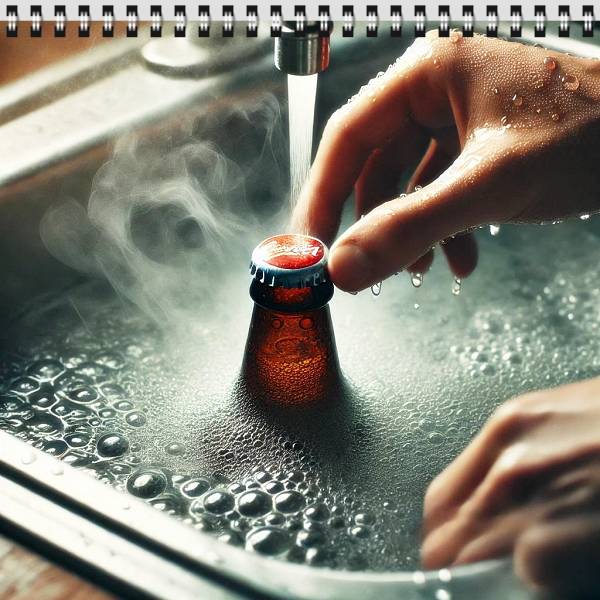 병뚜껑 안 열릴 때 뜨거운 물에 담가 열기