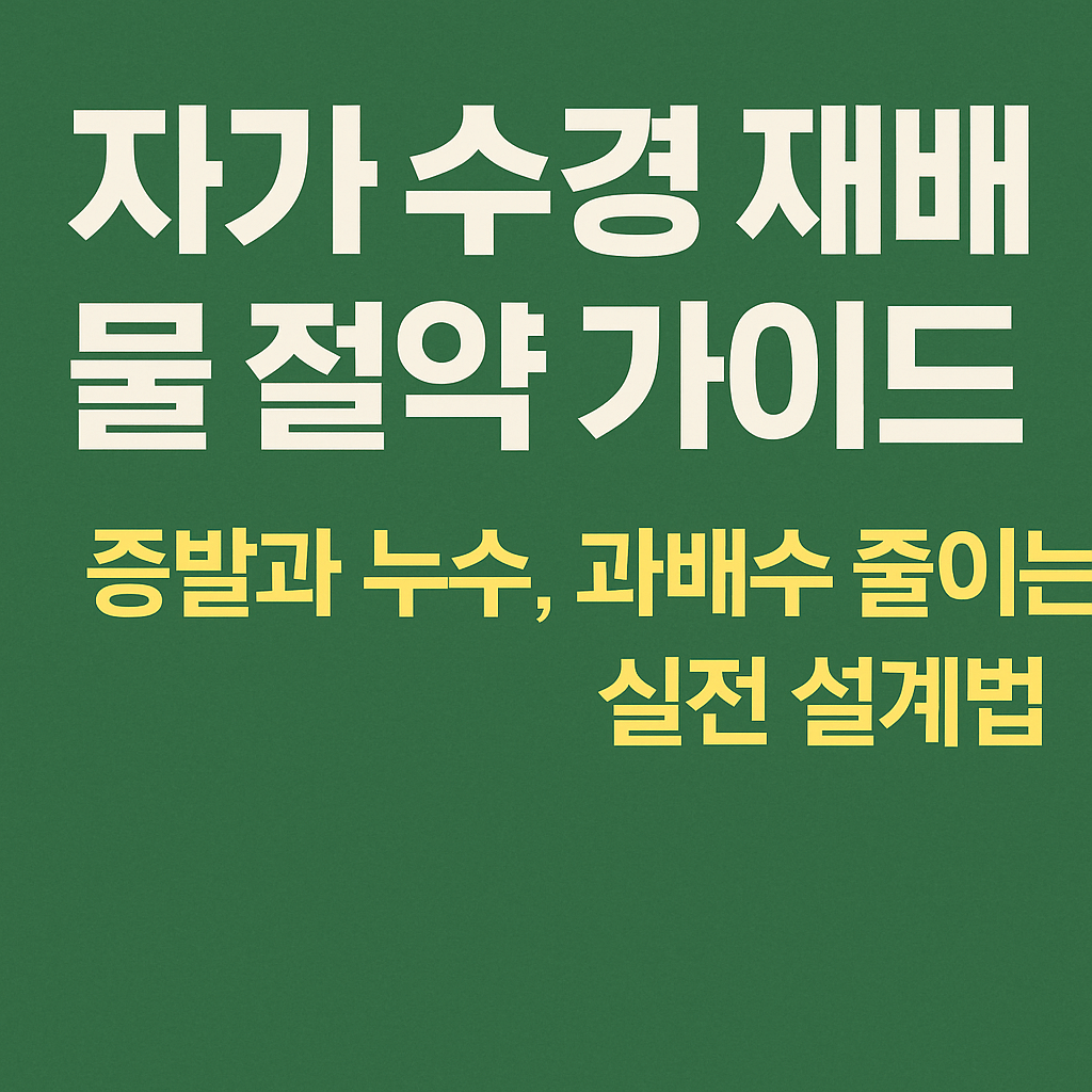 자가 수경 재배 물 절약 가이드 : 증발과 누수, 과배수 줄이는 실전 설계법