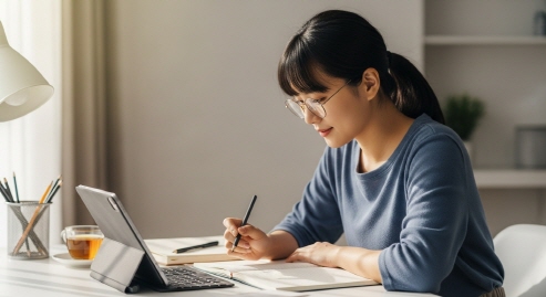 정책 정보를 읽는 프리랜서 남성