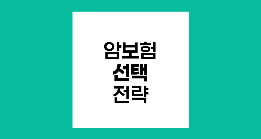 암보험 선택 전략과 핵심 고려사항