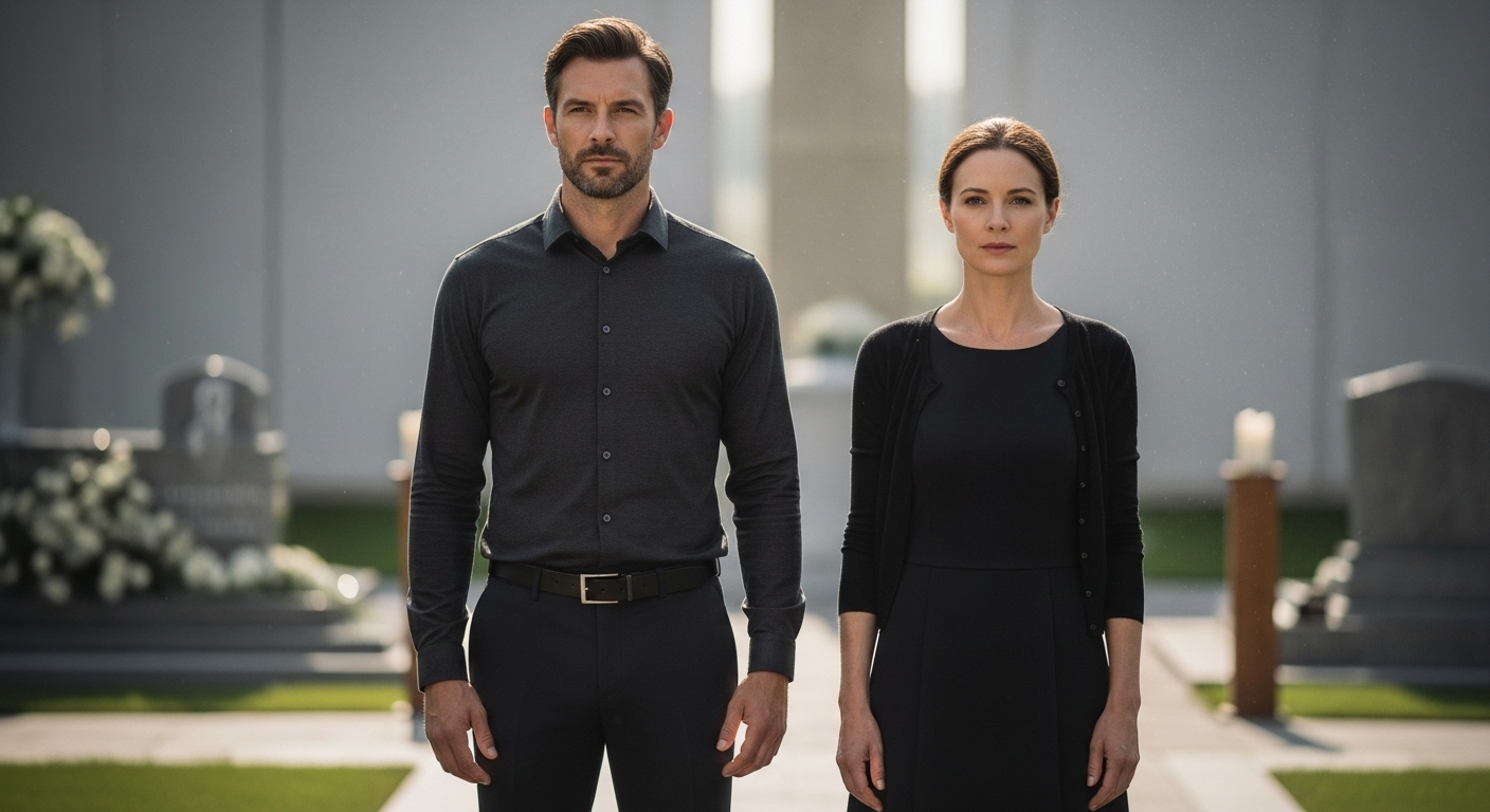 더운 여름철에도 격식을 갖춘 남녀의 조문복: 얇은 소재의 셔츠와 드레스