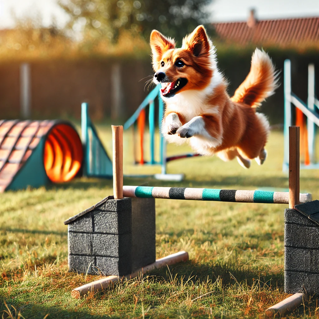 장애물을 뛰어넘는 강아지