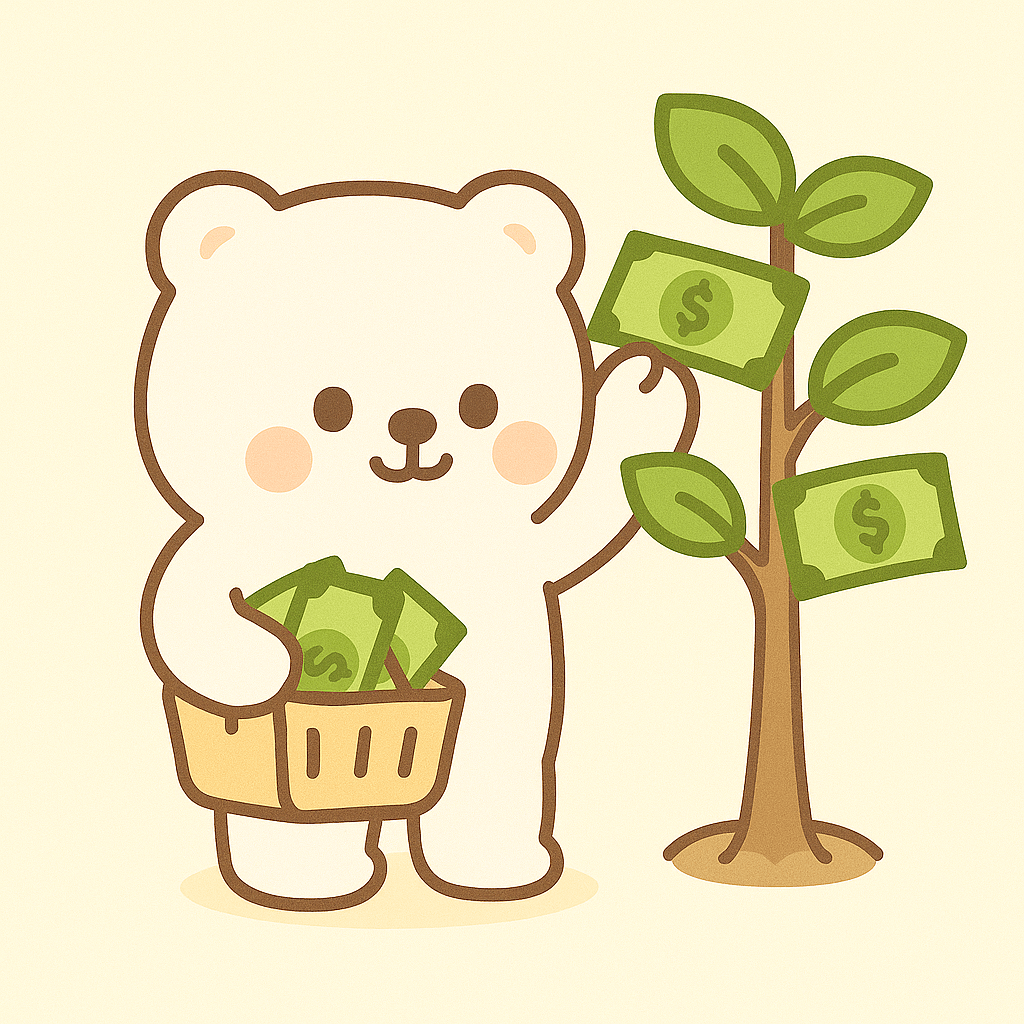 2025년 7월 6일 캐시워크 돈버는 퀴즈 정답 안내하는 귀여운 곰 일러스트 이미지