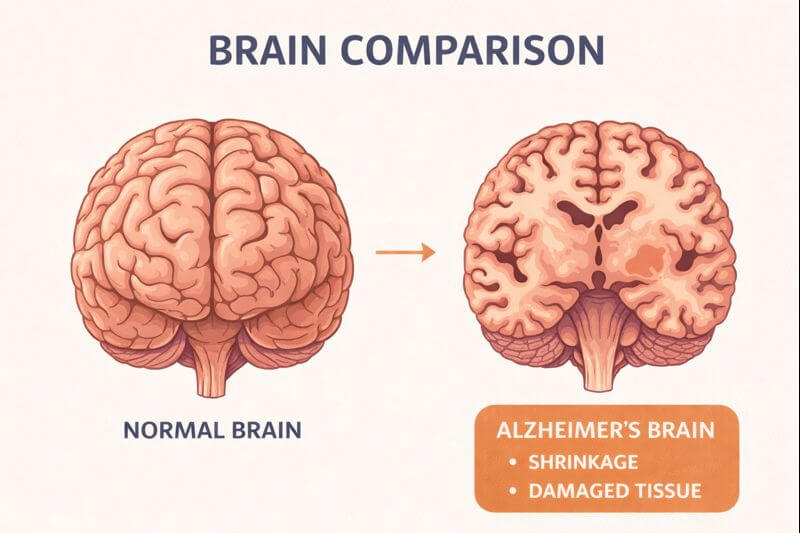 일반인의 뇌와 알츠하이머병 환자의 뇌 비교