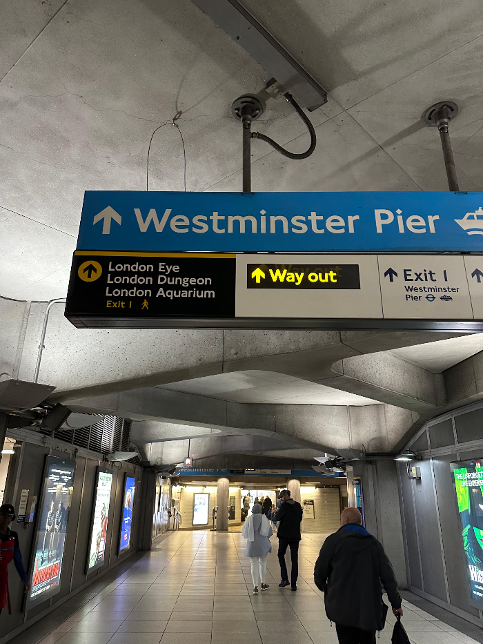 Underground station way out to Westminster Pier