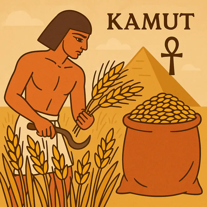 카무트 쌀을 수확하는 이집트인