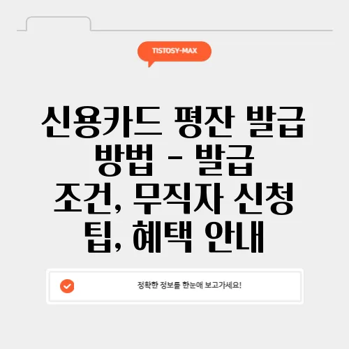 신용카드 평잔 발급 방법 - 발급 조건, 무직자 신청 팁, 혜택 안내