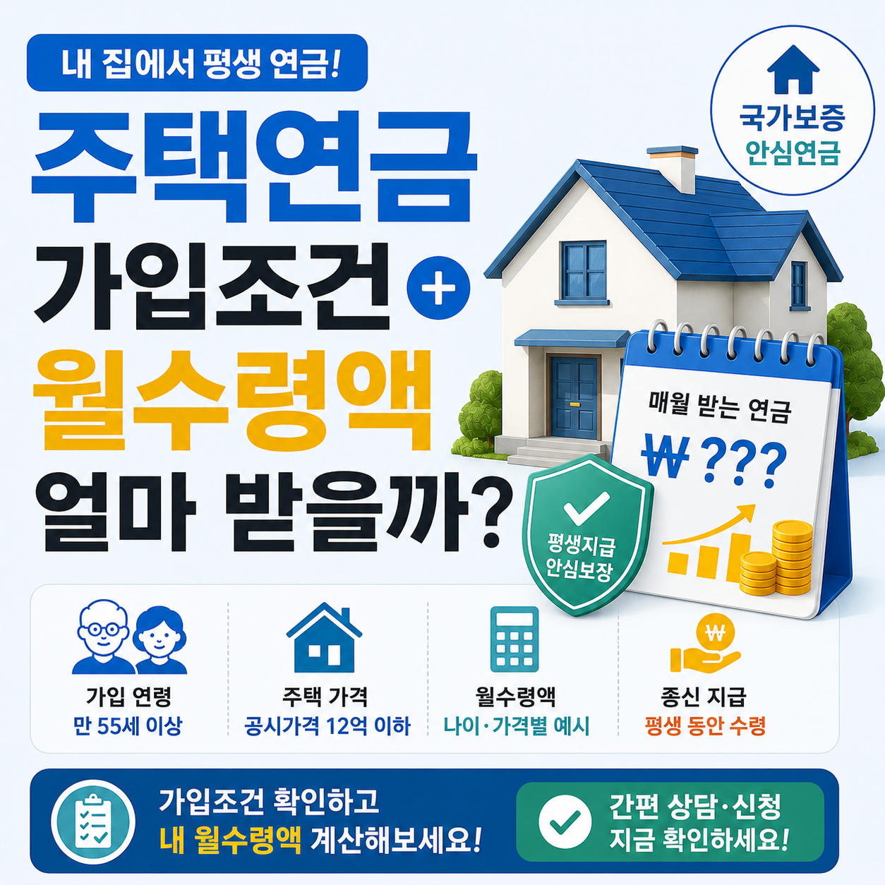 주택연금 가입조건과 월수령액 계산 안내 이미지
