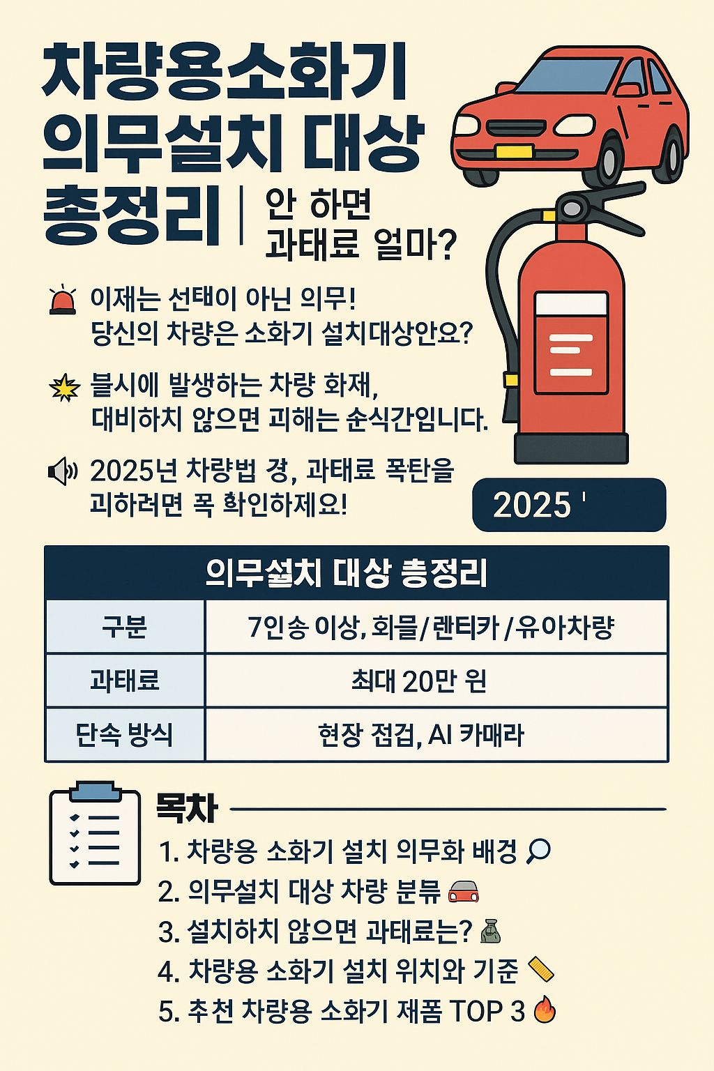 차량용소화기 의무설치