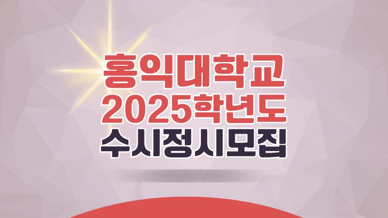 홍익대학교 2025학년도 수시정시모집