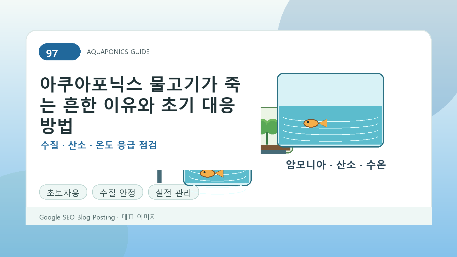 아쿠아포닉스 물고기가 죽는 흔한 이유와 초기 대응 방법