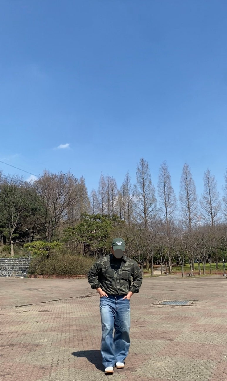 데일리룩(2025. 4. 15.)두마로 쿤스트하우스 코튼볼캡, 테이크이지 자이언트핏 카모자켓 카모셔츠 빈티지자켓 빈티지셔츠, 에러스익셉티드 왁스드 팬츠, 아디다스 그라다스 스니커즈