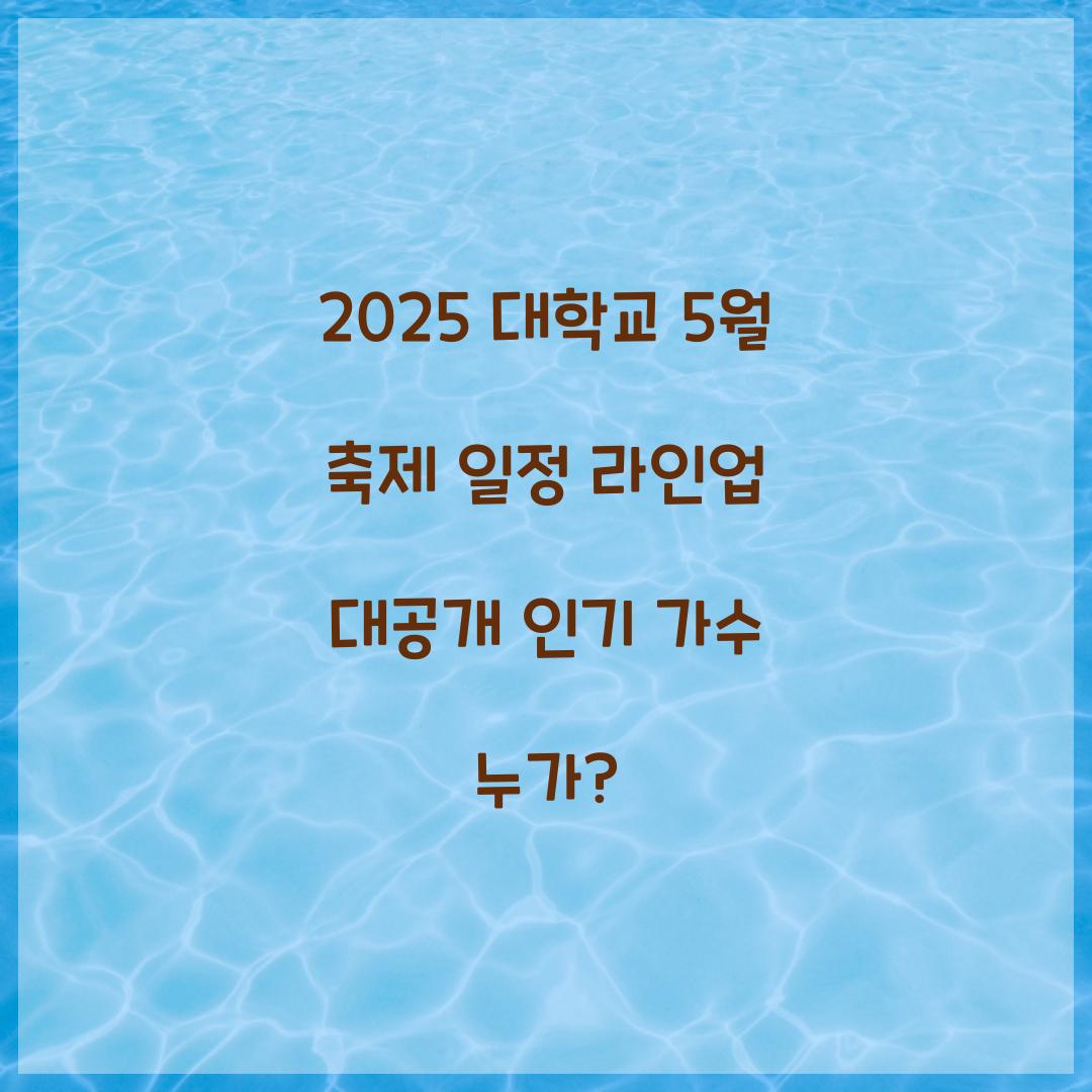 2025 대학교 5월 축제 일정 라인업