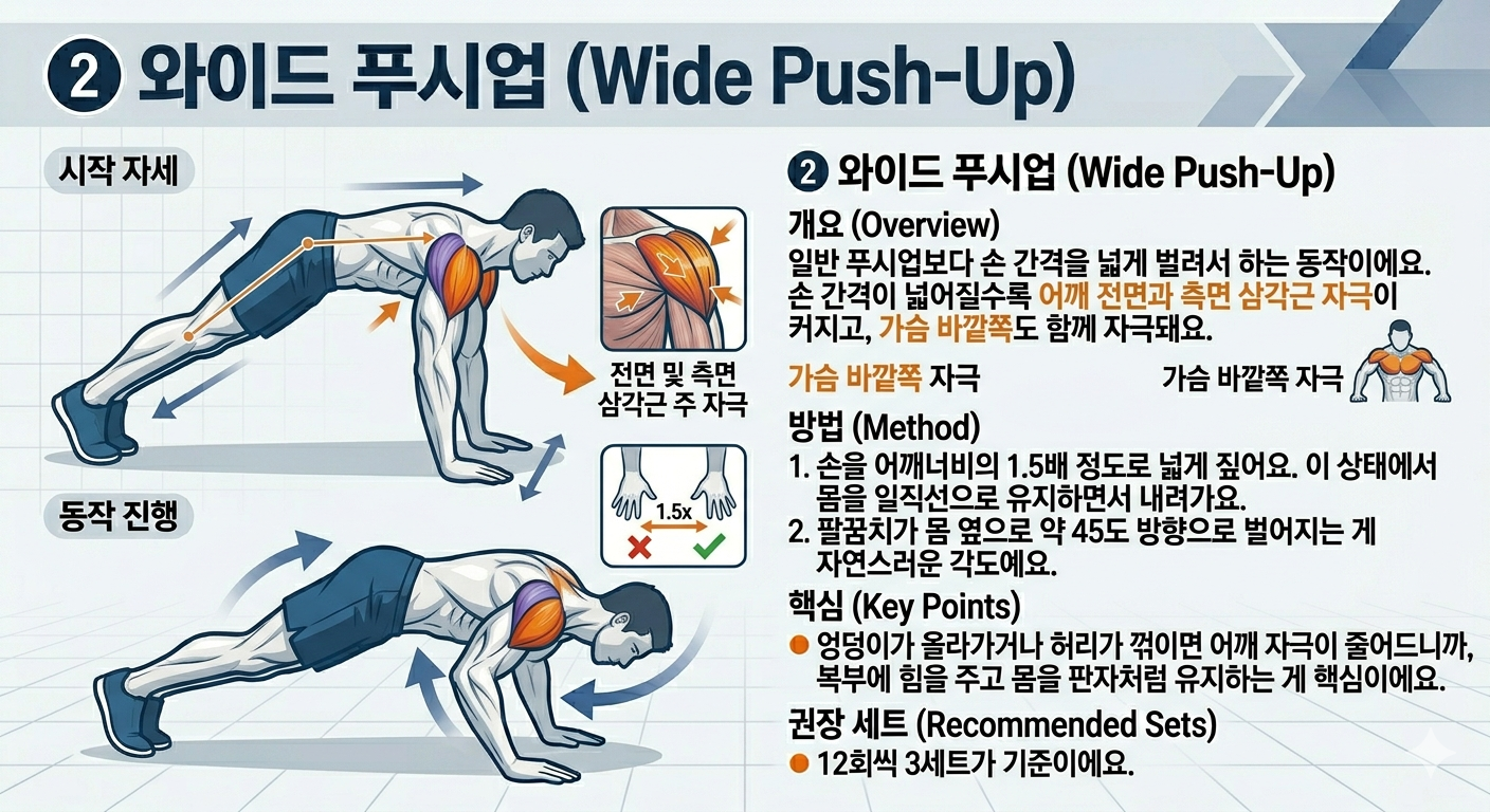 와이드 푸시업 자세