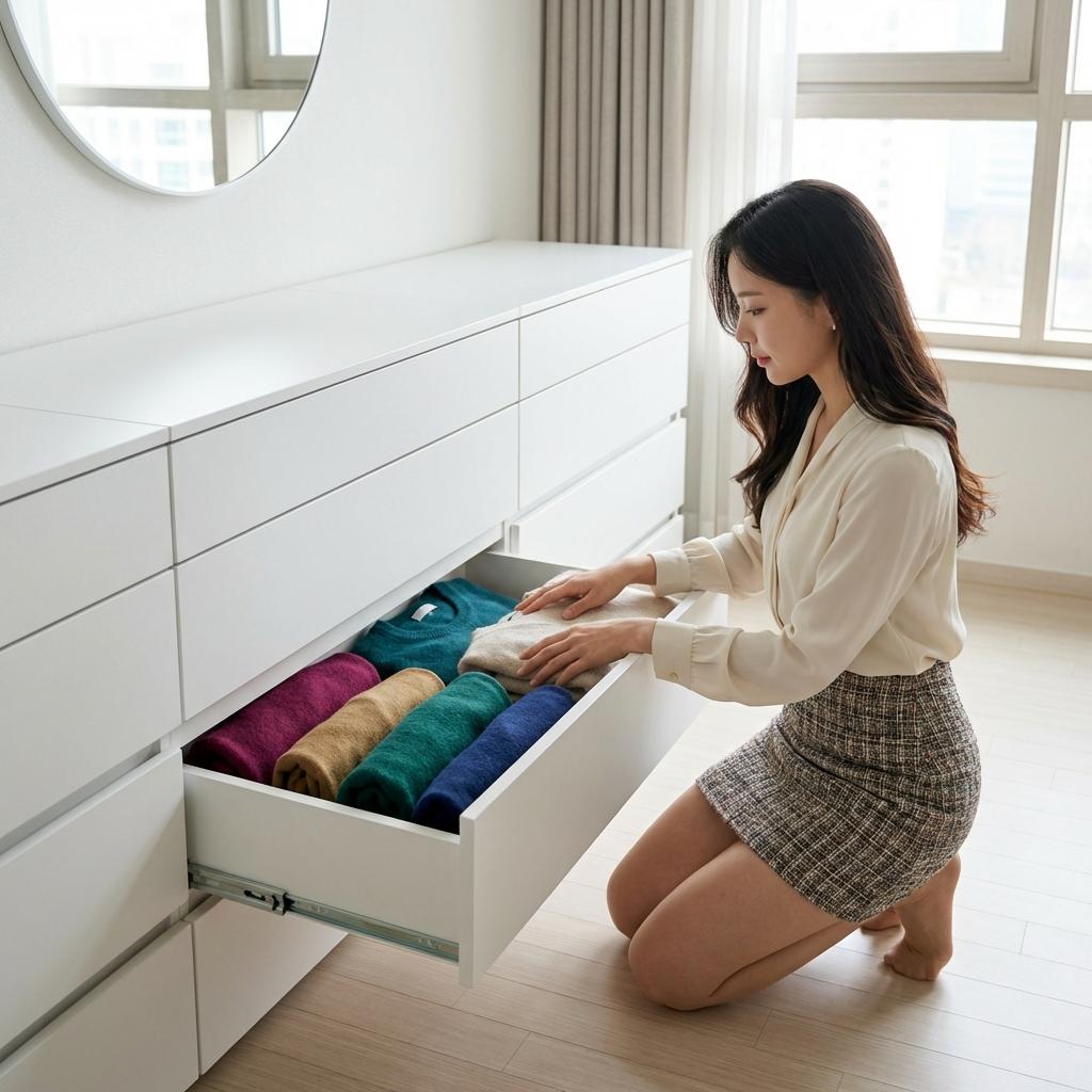 니트 늘어남 없이 뽀송하게! 정리 전문가의 3단 접기 공식