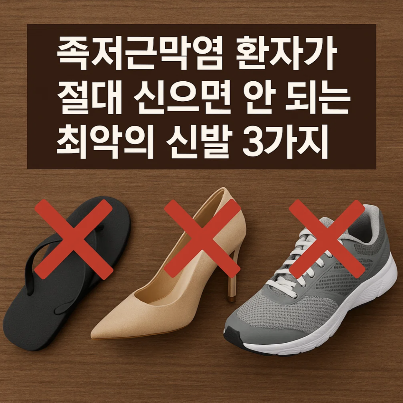 족저근막염 환자가 절대 신으면 안 되는 최악의 신발 3가지