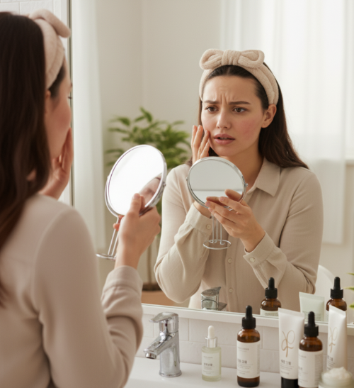 환절기 피부로 고민하는 사람