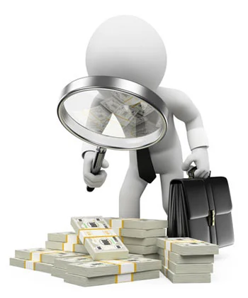바닥에-쌓여있는-지폐-뭉치를-돋보기로-보고있음