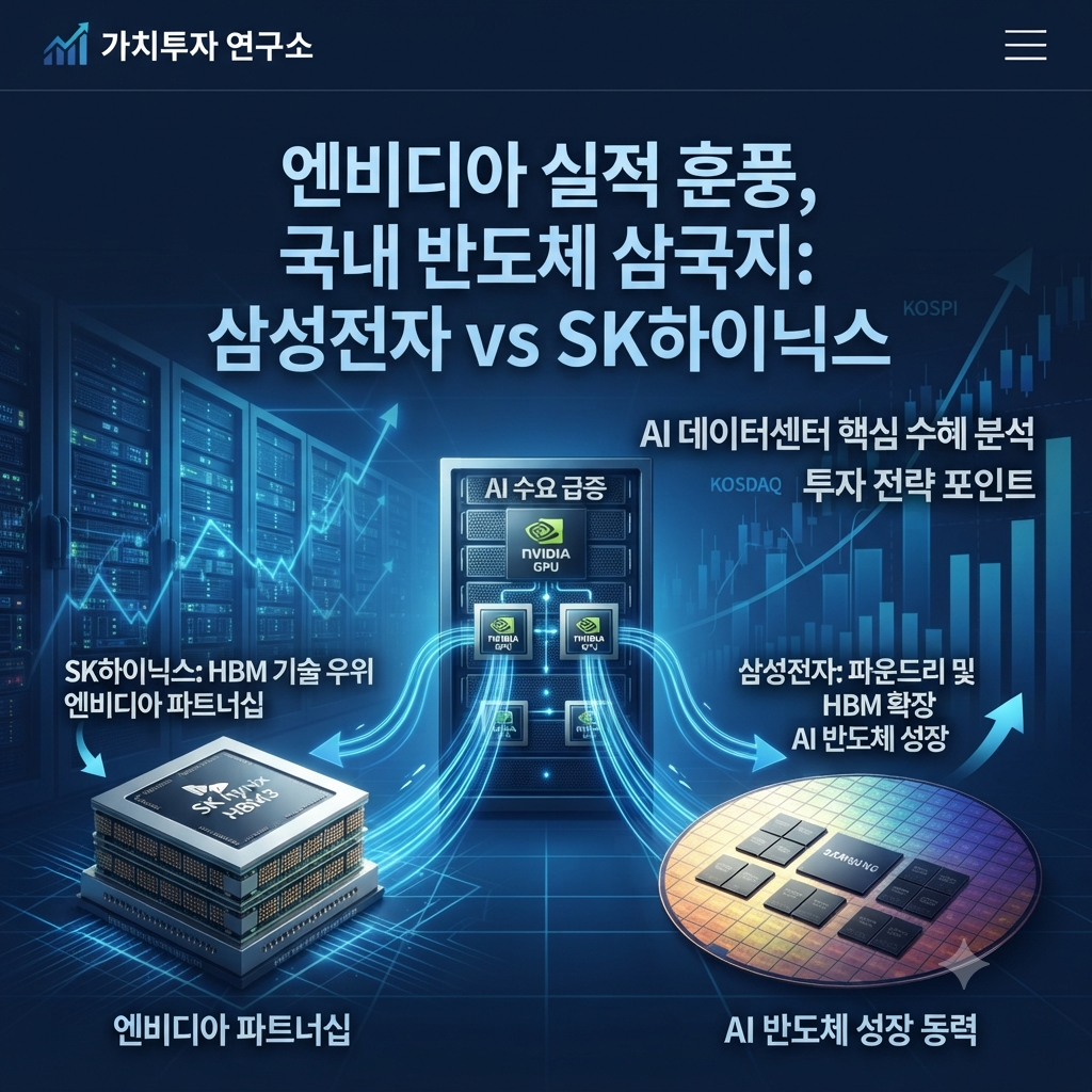 엔비디아 실적 발표와 삼성전자 SK하이닉스 HBM 수혜를 보여주는 AI 반도체 투자 커버 이미지