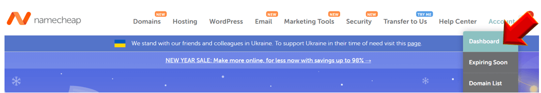 namecheap-내-계정-dashboard-들어가기