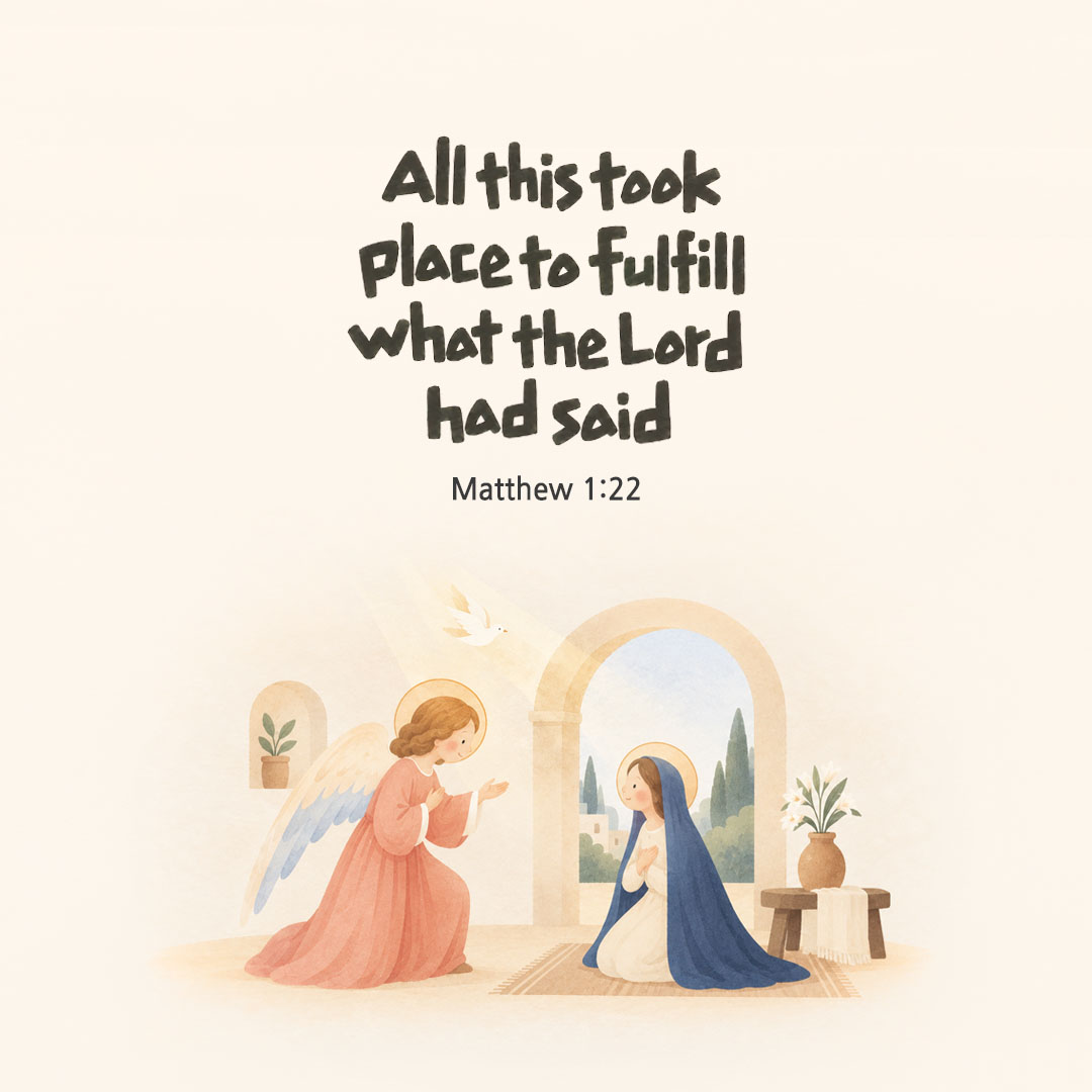 Today's Bible verse card Matthew 1:22 scripture image