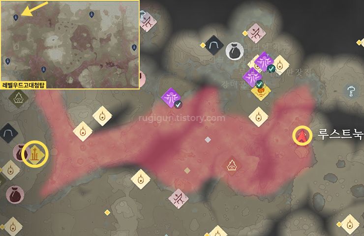 인슈라오디드 어둠의 장막자루 위치