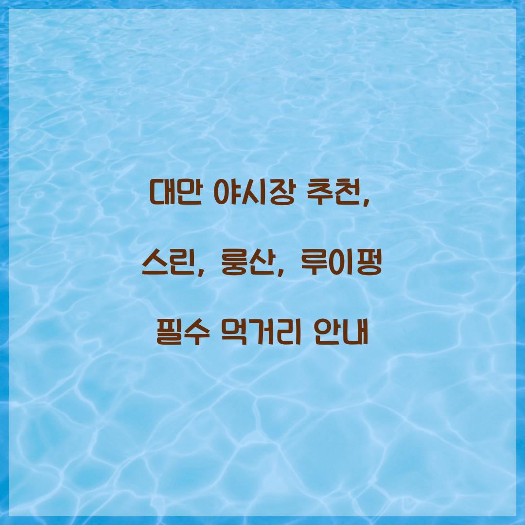 대만 야시장 추천