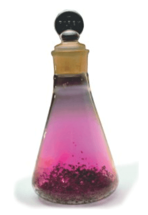 플라스크 안에 들어있는 보라색 요오드