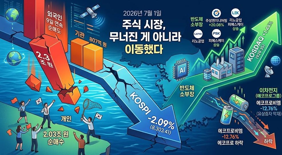 코스피 급락의 진실(외국인순매도, 순환매, 소부장)