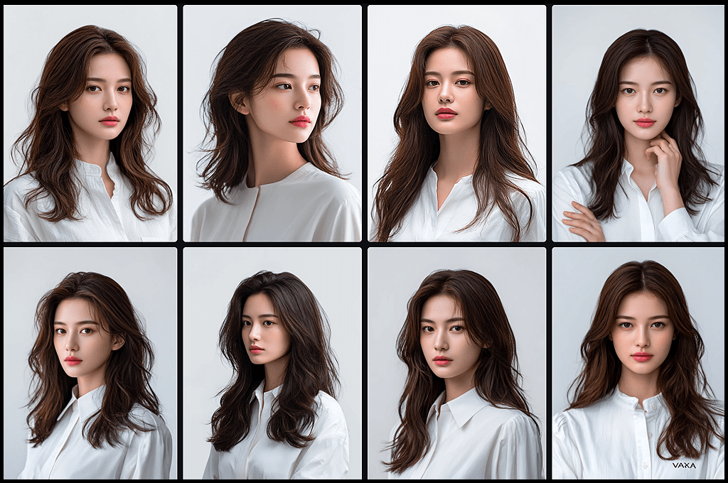 인물 설계 실험, 키워드 나열형, 감성 키워드를 포함하여 생성한 한국 여성 모델의 프로필 포트레이트 모음_Midjourney