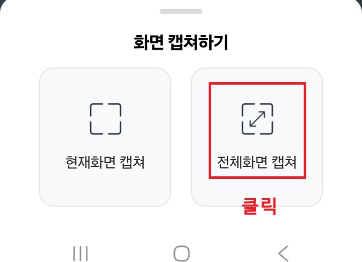 화면 캡쳐하기 선택창 보임