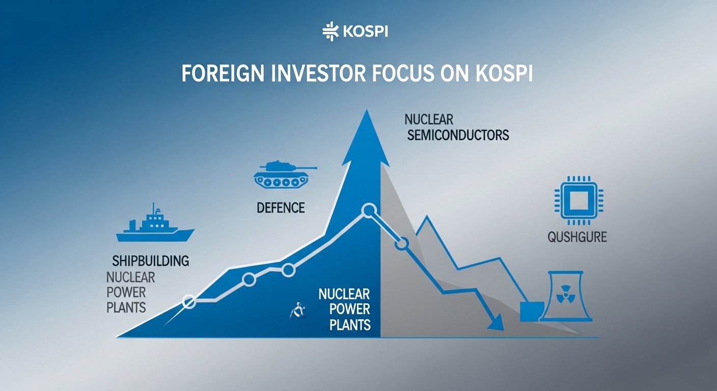 외국인 투자자 반도체에서 조선 방산 원전 순환매 이동 코스피 수급 지형 블루그레이