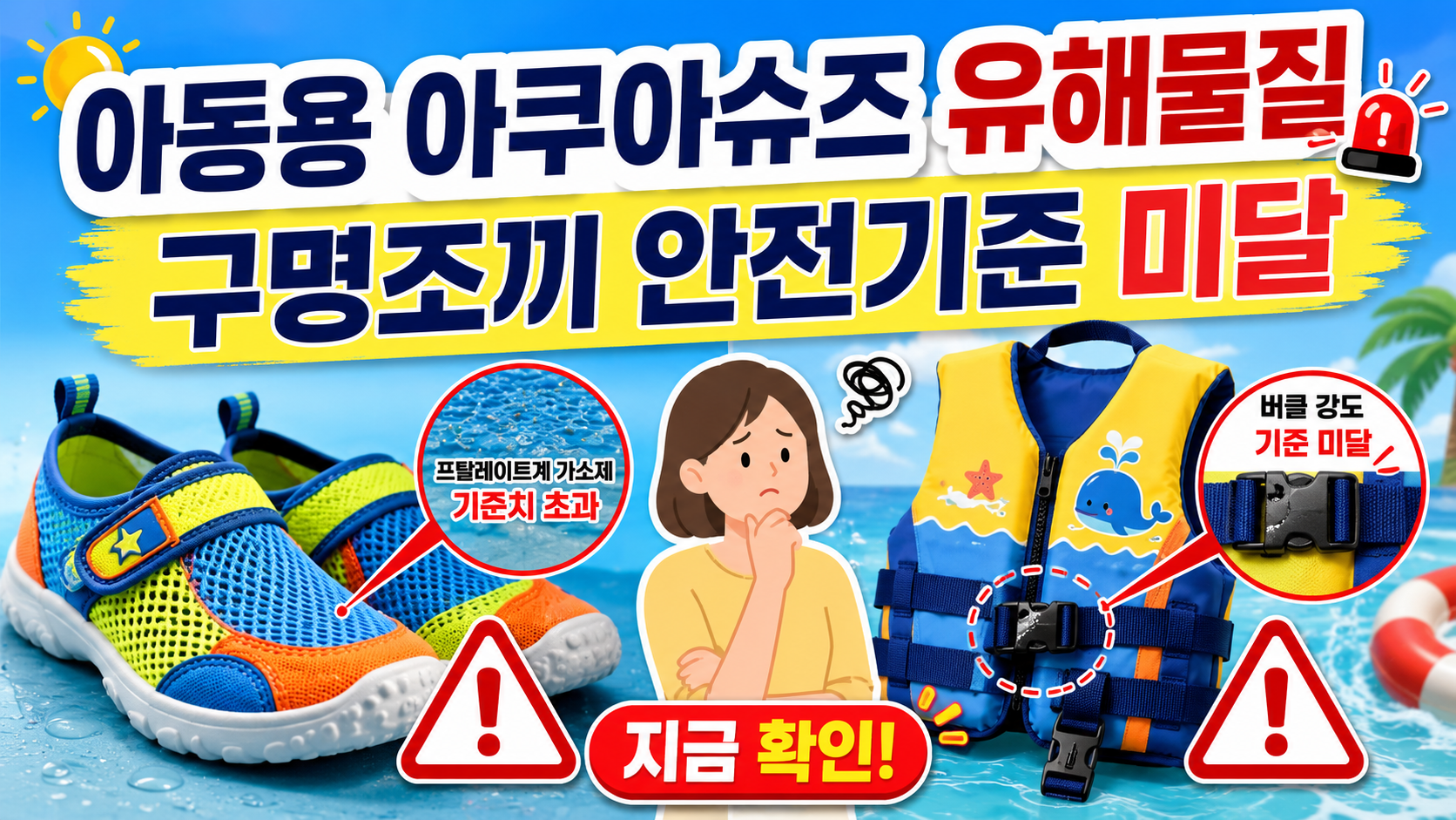 어린이 아쿠아슈즈 유해물질 검출 제품과 안전기준 미달 구명조끼 모델 확인 및 리콜 조회 방법