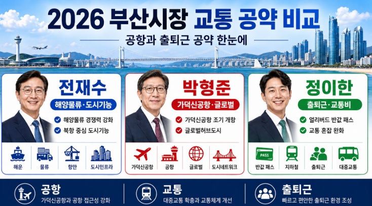 2026 부산시장 후보 공약 비교 전재수 박형준 정이한 핵심정리