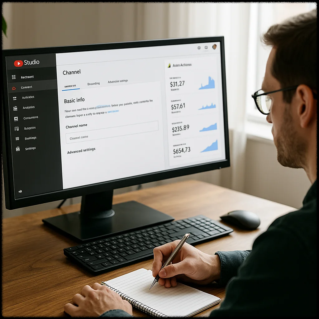 유튜브 설정을 확인하는 크리에이터