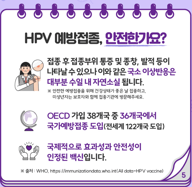 자궁경부암 사람유두종 바이러스 백신 무료접종