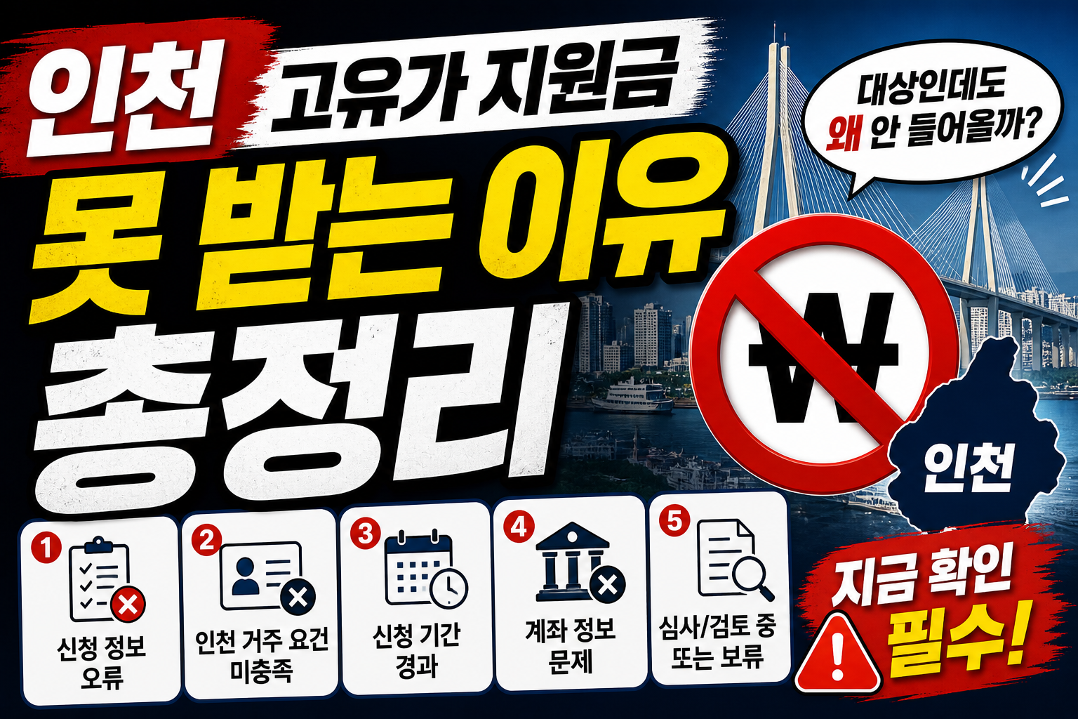 인천 고유가 지원금 못 받는 이유 총정리 (지금 확인 필수)