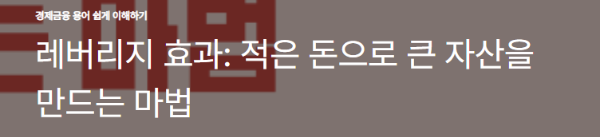 레버리지 효과: 적은 돈으로 큰 자산을 만드는 마법