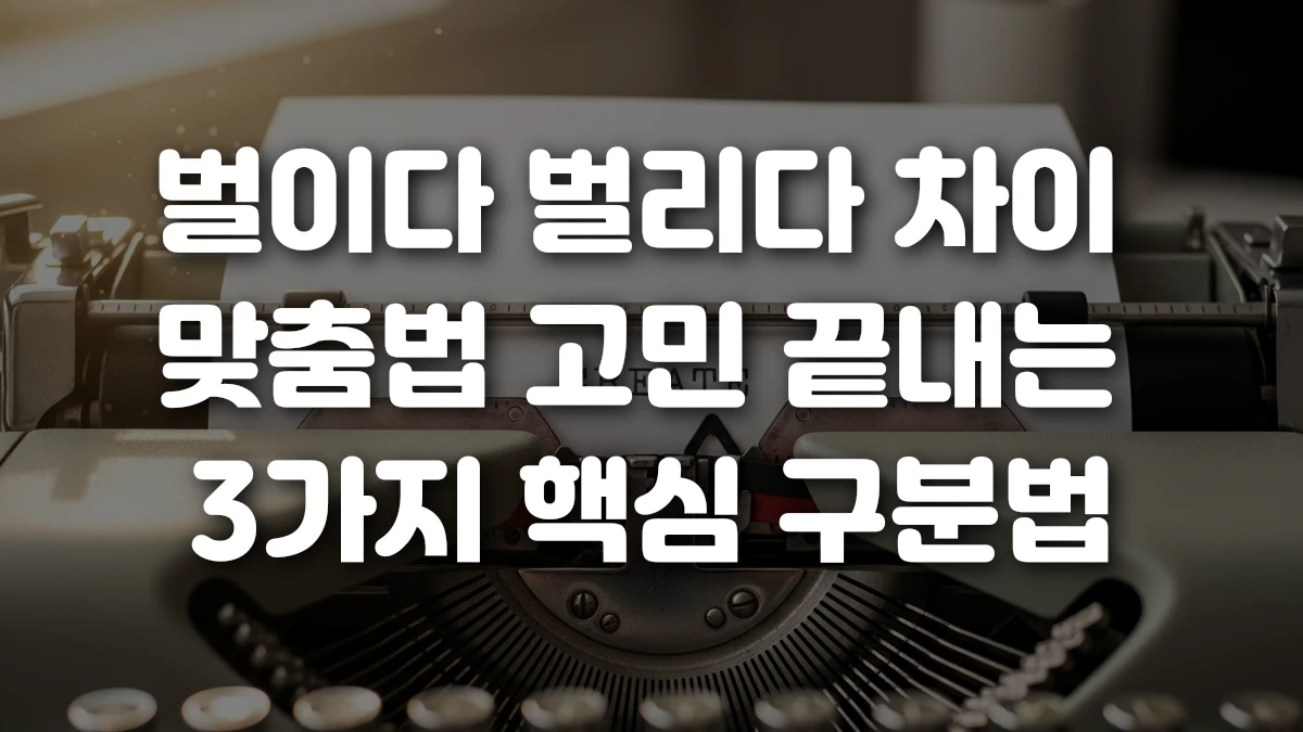 벌이다 벌리다 차이 맞춤법 고민 끝내는 3가지 핵심 구분법