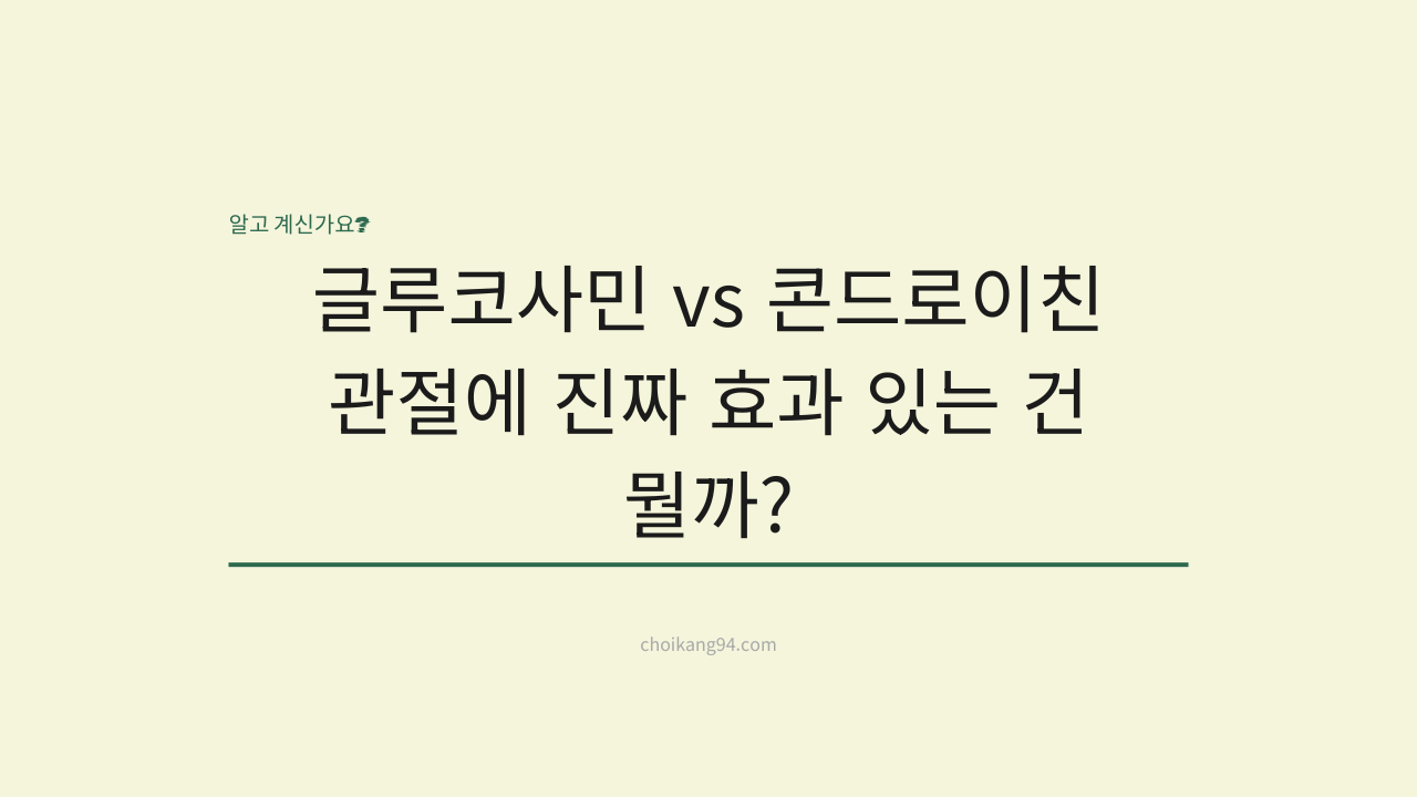 글루코사민 vs 콘드로이친: 관절에 진짜 효과 있는 건 뭘까? 차이점과 선택 가이드