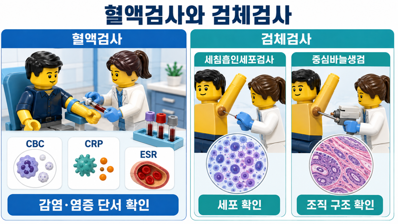 겨드랑이 멍울에서 CBC&middot;CRP&middot;ESR 혈액검사와 세침흡인세포검사&middot;중심바늘생검 비교