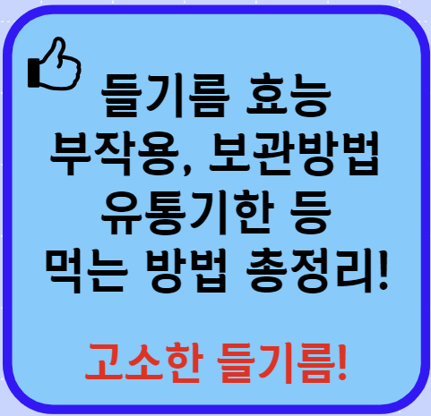 들기름 효능 부작용 먹는방법 보관법(유통기한) 등 알아보기(24년 Ver)