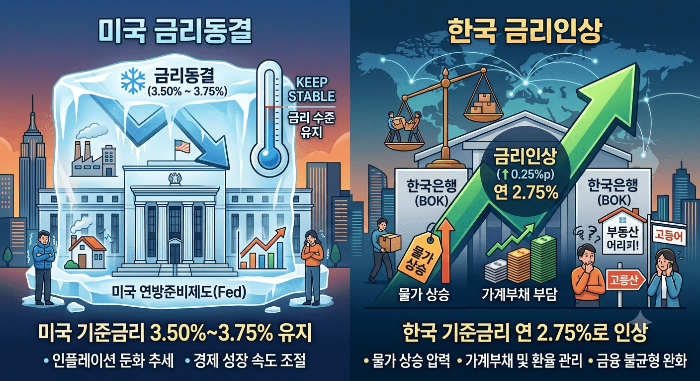 미국의 금리동결과 한국의 0.25%금리인상